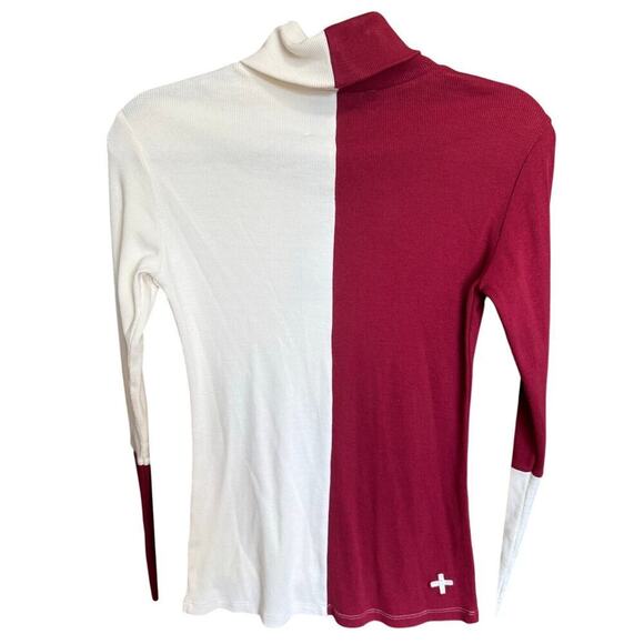 NEW Alp N Rock Remi Turtleneck Shirt Colorblock Sweater Red Cream Size Small - Picture 5 of 11